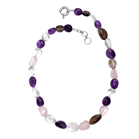 EVER TRUE Afrikanischer Amethyst, Rauchquarz Halskette ca. 45 cm Nickelfreies Messing Platiniert (10-15 Werktage Lieferzeit)