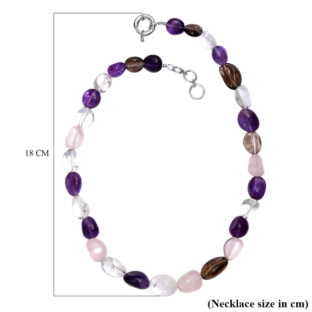 EVER TRUE Afrikanischer Amethyst, Rauchquarz Halskette ca. 45 cm Nickelfreies Messing Platiniert (10-15 Werktage Lieferzeit)