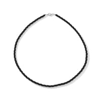 Schwarzer Spinell Halskette ca. 45 cm 925 Silber ca. 50.00 ct
