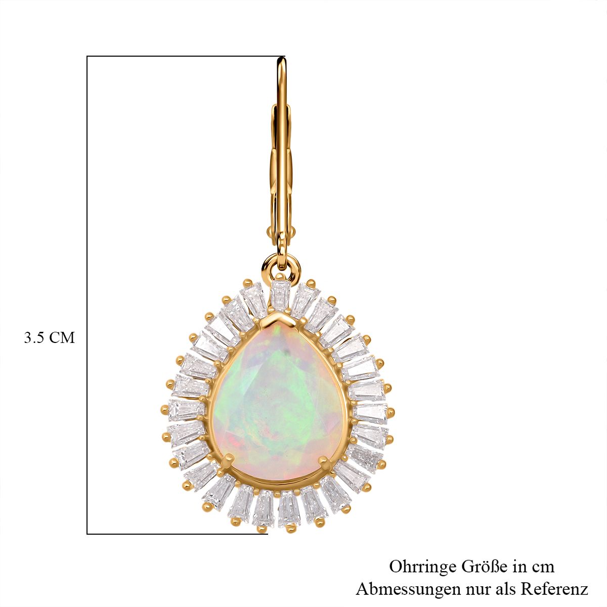 D'Joy AAA Natürlicher, äthiopischer Welo Opal, Moissanit Ohrringe 925 Silber 750 Gelbgold Vermeil ca. 5.64 ct