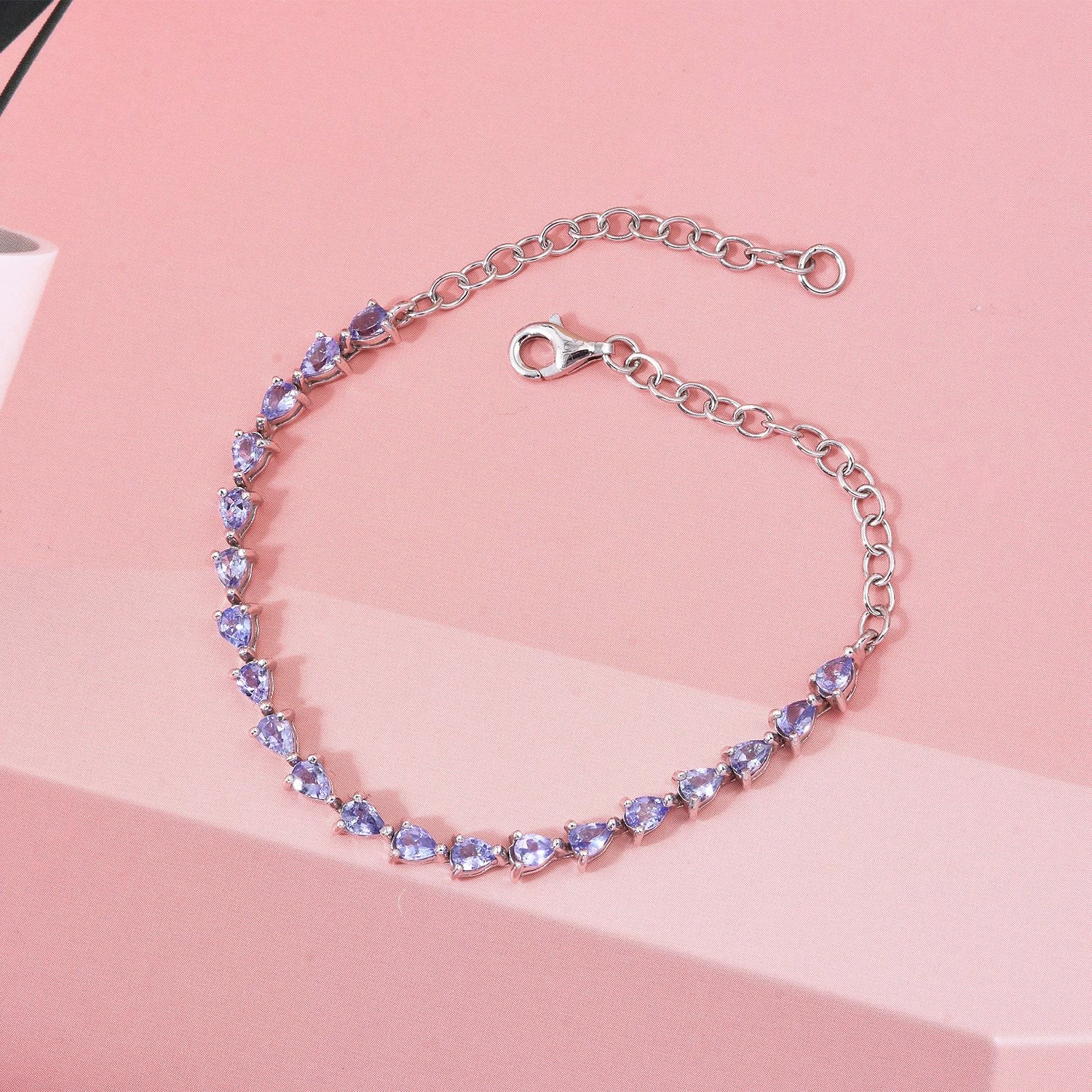 D'Joy Tansanit 19cm Armband, 925 Silber rhodiniert - 2,72 ct.