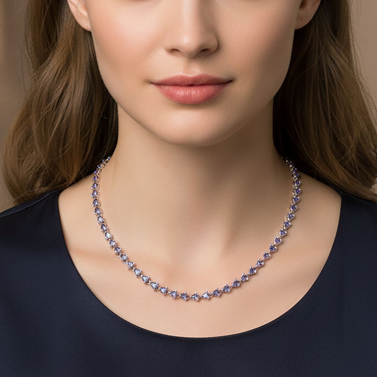 D'Joy Tansanit Halskette ca. 50 cm 925 Silber rhodiniert ca. 5,69 ct.