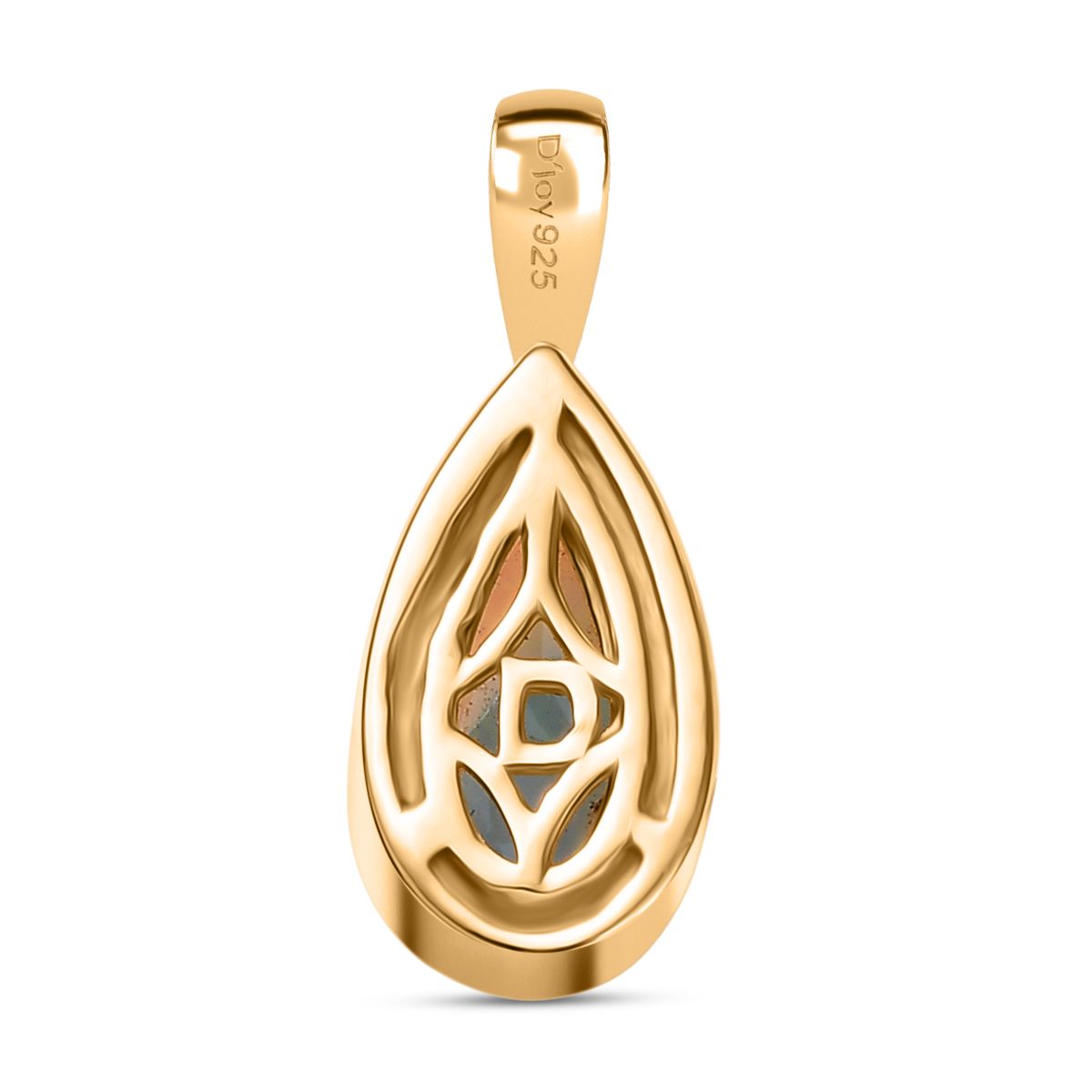 D'Joy AA Natürlicher, äthiopischer Welo Opal Anhänger 925 Silber 750 Gelb Vergoldet ca. 0.54 ct