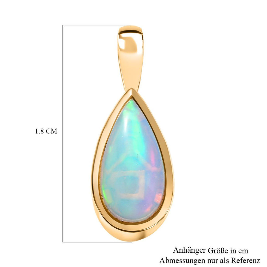 D'Joy AA Natürlicher, äthiopischer Welo Opal Anhänger 925 Silber 750 Gelb Vergoldet ca. 0.54 ct