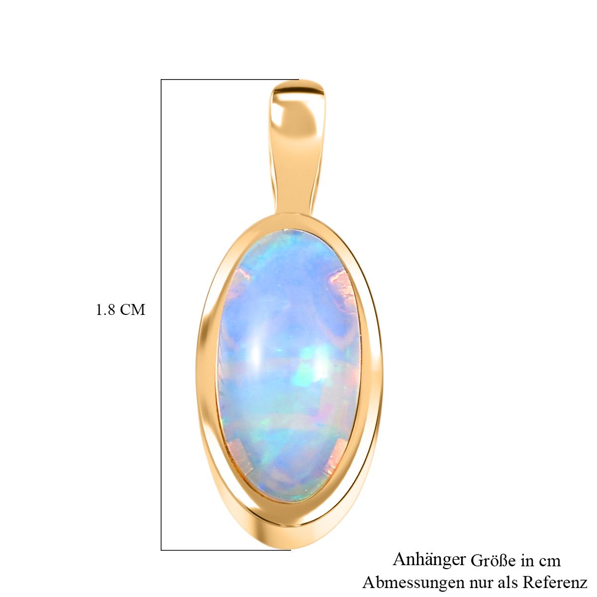 D'Joy AA Natürlicher, äthiopischer Welo Opal Anhänger 925 Silber 750 Gelb Vergoldet ca. 0.84 ct