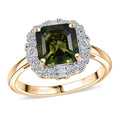 LUXURIANT DIAMOND - AAA Moldavit, Lab Grown Diamant Ring 417 Gold (Größe 18.00) ca. 3,45 ct