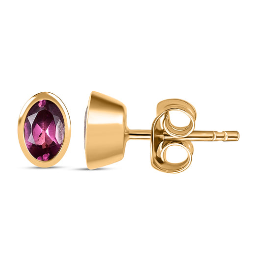 Natürlicher Rhodolith Granat Ohrringe 925 Silber vergoldet ca. 1.17 ct