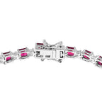 D'Joy Natürlicher Rhodolith Granat, Weißer Zirkon Armband ca. 19 cm 925 Silber rhodiniert ca. 14.43 ct
