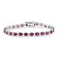 D'Joy Natürlicher Rhodolith Granat, Weißer Zirkon Armband ca. 20 cm 925 Silber rhodiniert ca. 14.97 ct