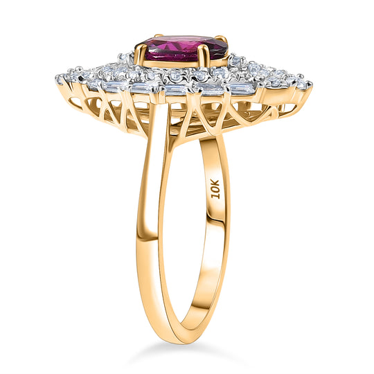 LUXURIANT  (10-16 Werktage Lieferzeit)  2,09 ct. AAA Radiant Ember Granat und Labor Diamant Ring in 417 Gold