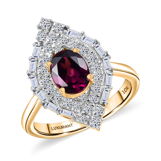 LUXURIANT  (10-16 Werktage Lieferzeit)  2,09 ct. AAA Radiant Ember Granat und Labor Diamant Ring in 417 Gold