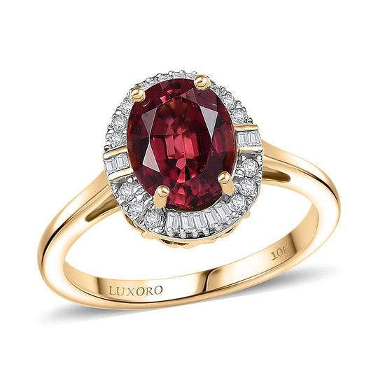 LUXORO AAA Rubellit, Weißer Diamant AGI zertifiziert Ring 417 Gold (Größe 16.50) ca. 2.00 ct