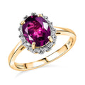 LUXORO AAA Radiant Ember Granat, Weißer Diamant Ring 417 Gold (Größe 17.00) ca. 2,31 ct