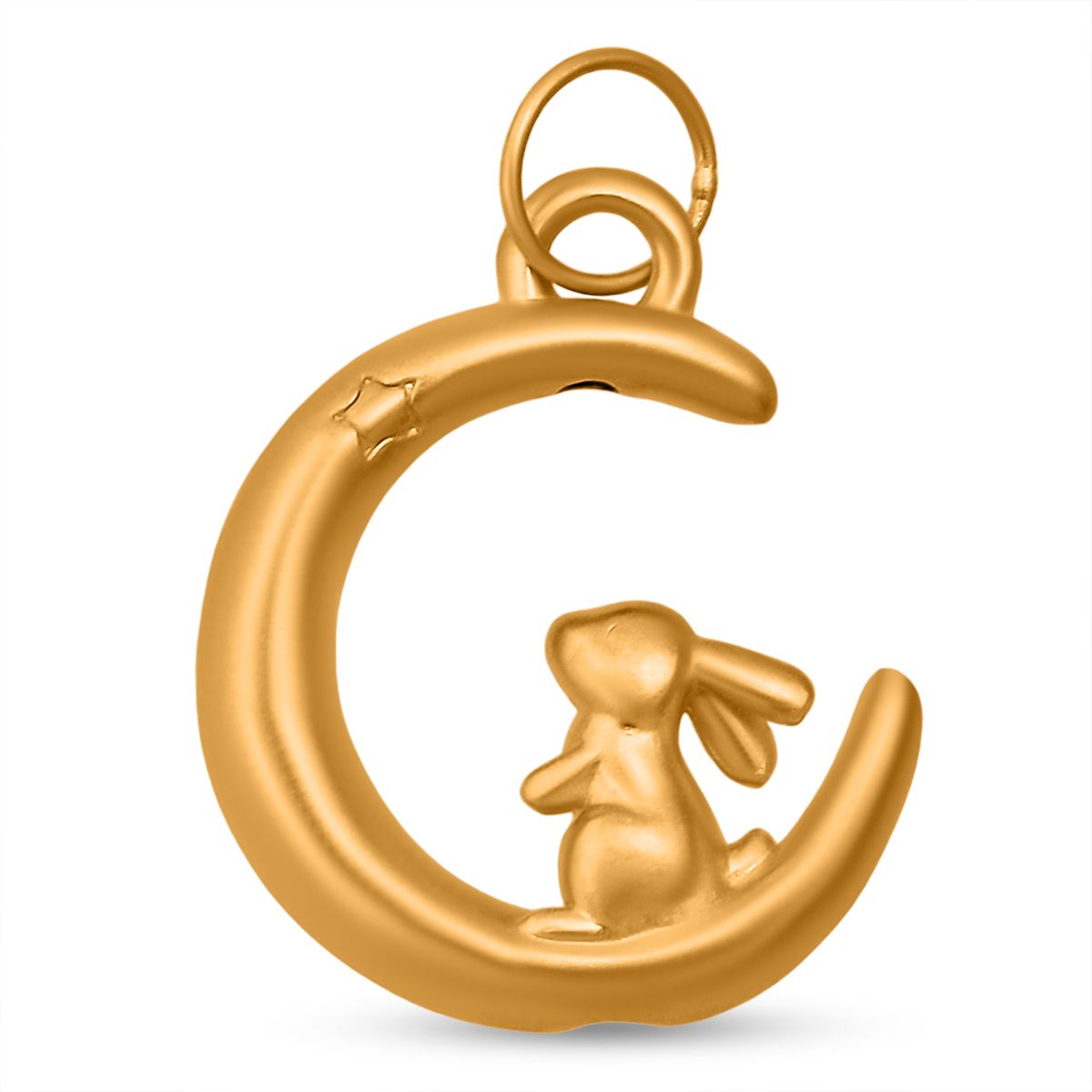 999 Gold Hase und Mond Anhänger