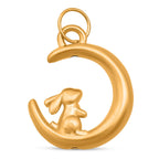 999 Gold Hase und Mond Anhänger