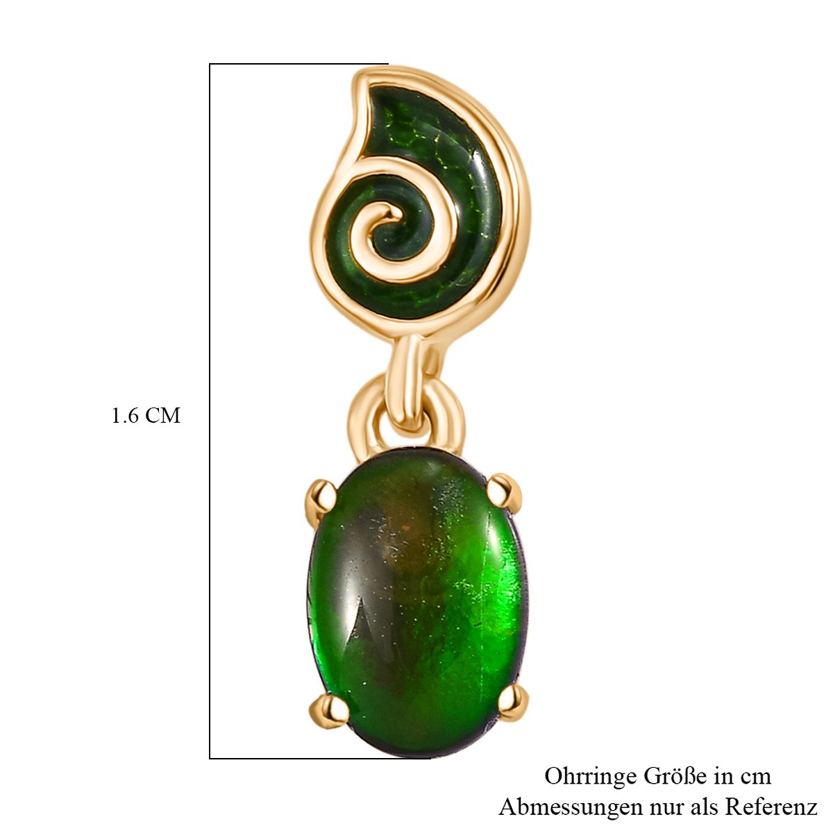 D'Joy Kanadischer Ammolit Ohrringe 925 Silber 750 Gelbgold Vermeil