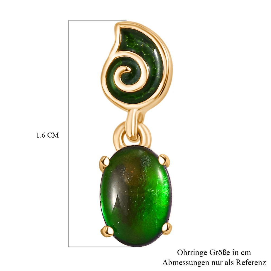 D'Joy Kanadischer Ammolit Ohrringe 925 Silber 750 Gelbgold Vermeil