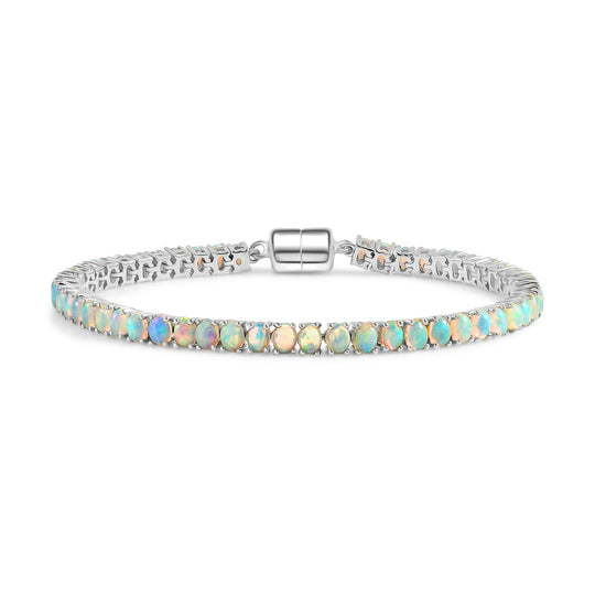 D'Joy AA Natürlicher, äthiopischer Welo Opal Armband ca. 19 cm 925 Silber rhodiniert ca. 6.03 ct