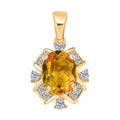 D'Joy Sphaleros Quarz, Weißer Zirkon Anhänger 925 Silber 750 Gelb Vergoldet ca. 3.46 ct