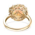LUXURIANT - AAA Natürlicher, äthiopischer Welo Opal, Lab Grown Diamant Ring, AGI zertifiziert und geprüft, 417 Gelbgold (Größe 18.00) ca. 2.69 ct