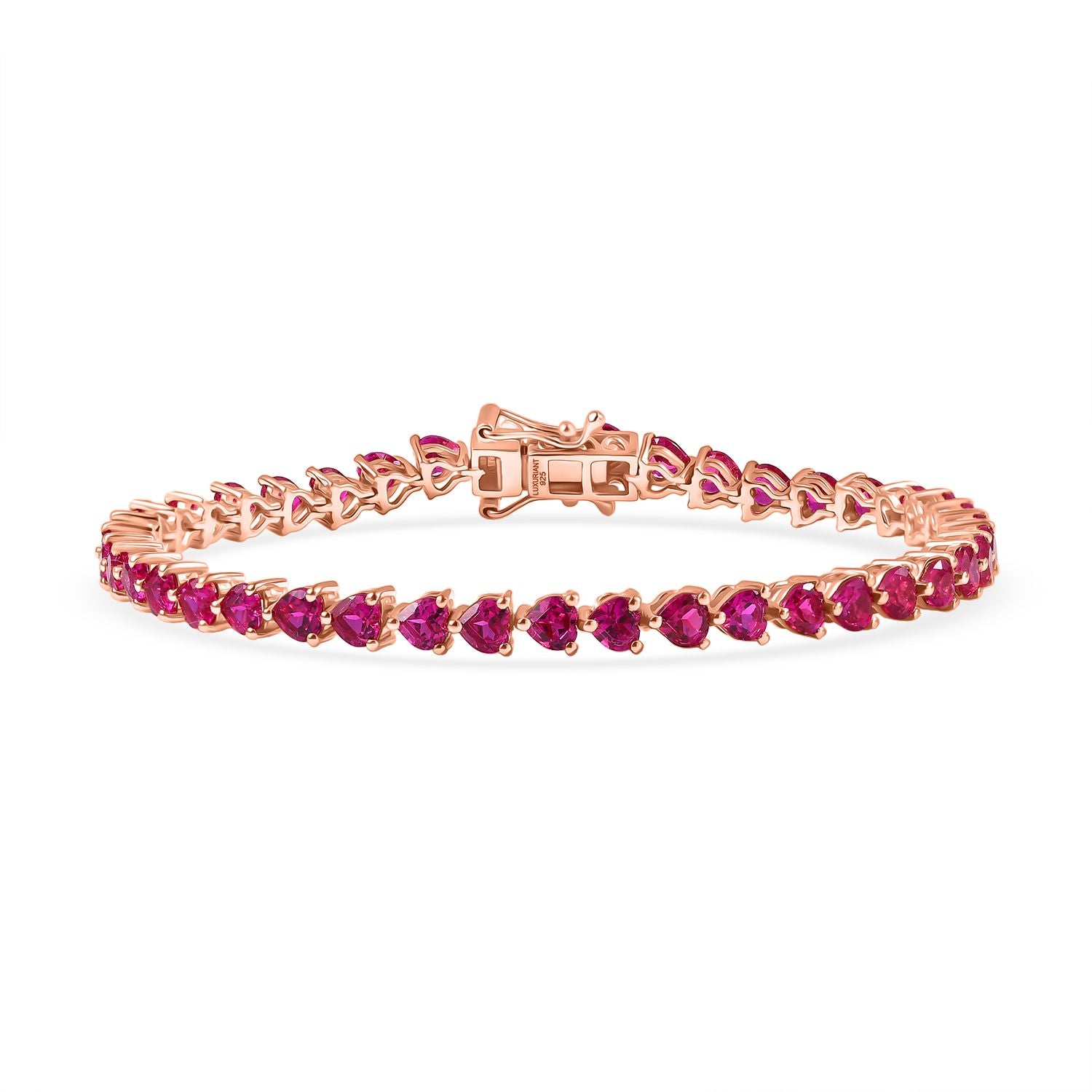 AAA Lab Grown Rosa Saphir Armband ca. 19 cm 925 Silber 750 Roségold Vermeil ca. 14.12 ct
