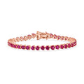 AAA Lab Grown Rosa Saphir Armband ca. 19 cm 925 Silber 750 Roségold Vermeil ca. 14.12 ct