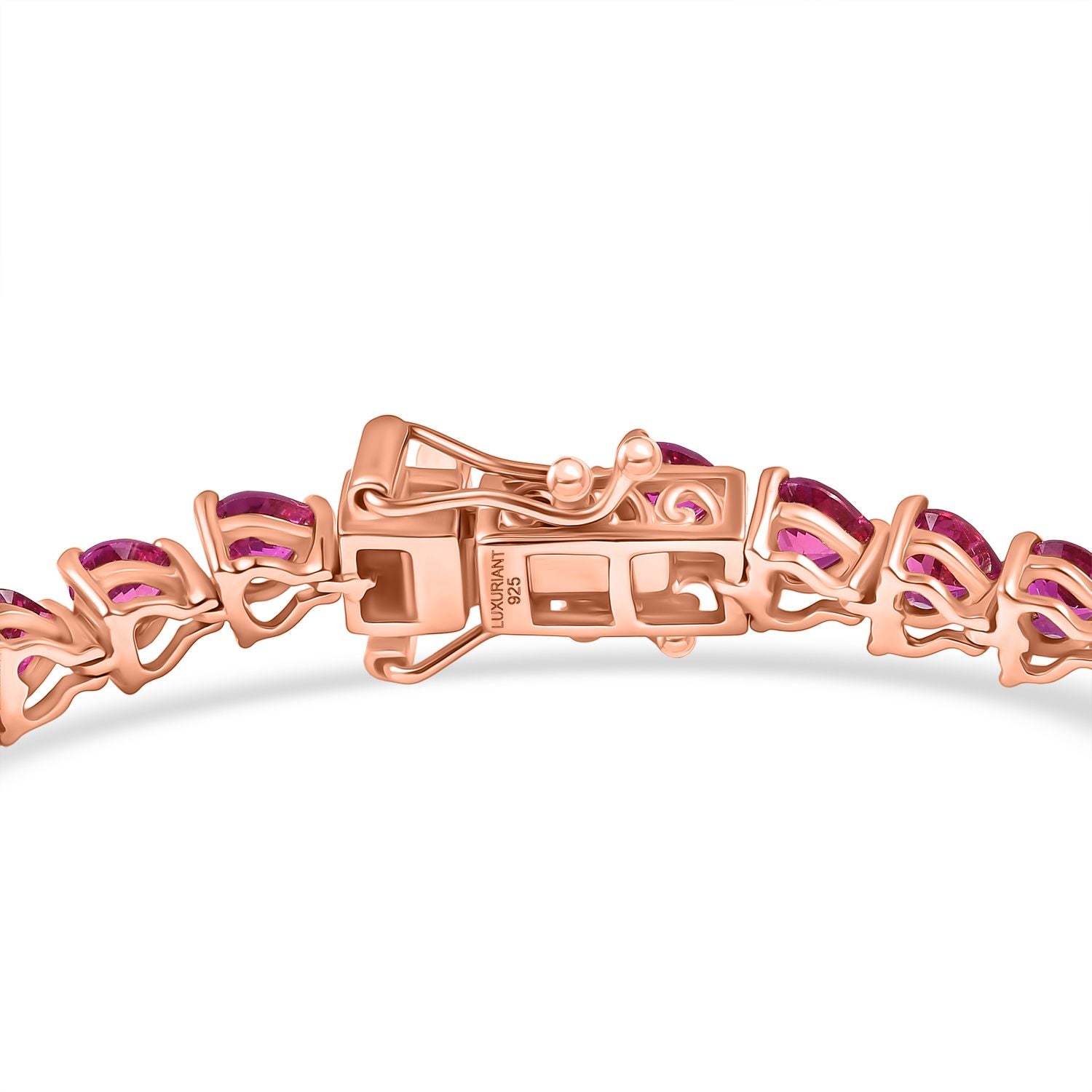 AAA Lab Grown Rosa Saphir Armband ca. 19 cm 925 Silber 750 Roségold Vermeil ca. 14.12 ct