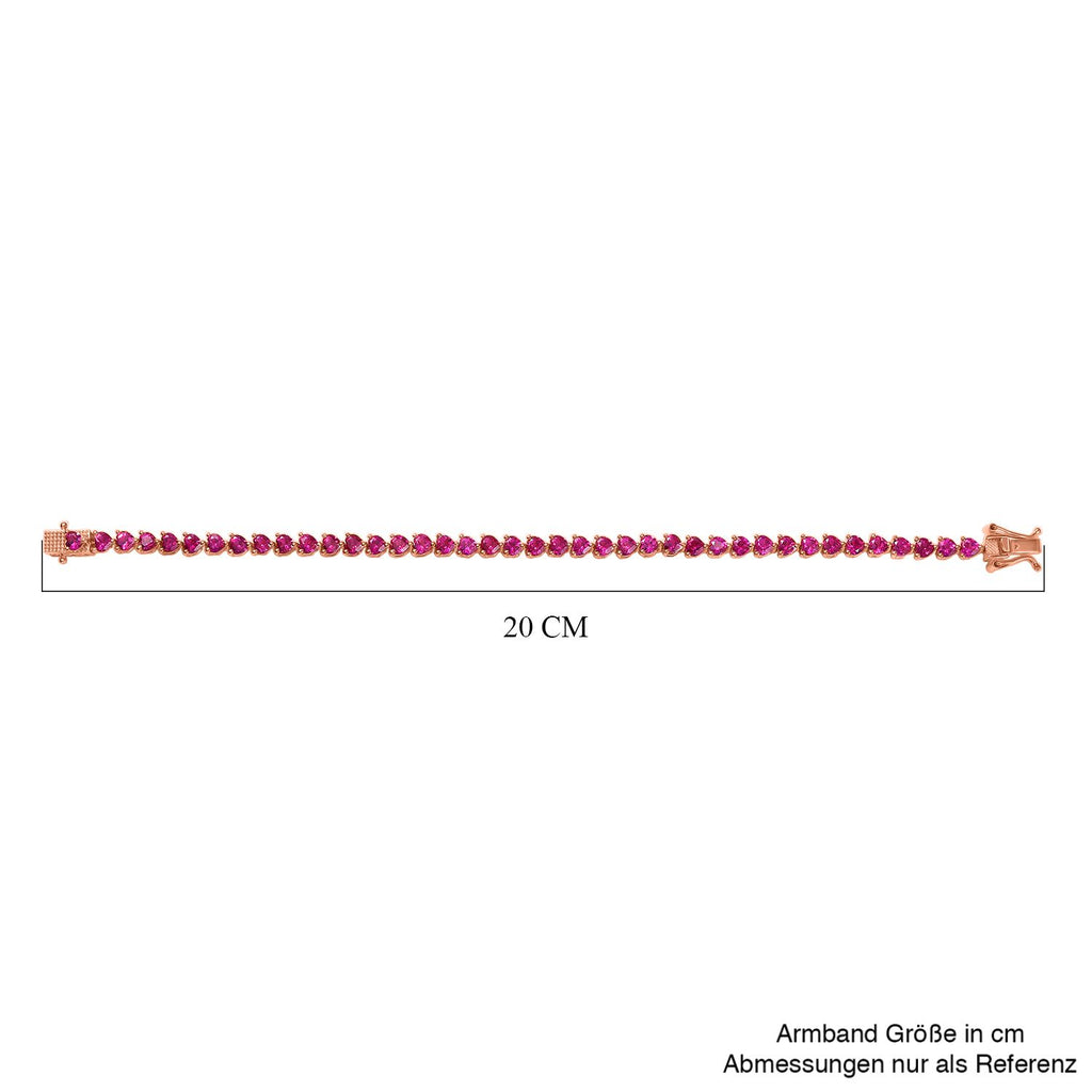 AAA Lab Grown Rosa Saphir Armband ca. 19 cm 925 Silber 750 Roségold Vermeil ca. 14.12 ct