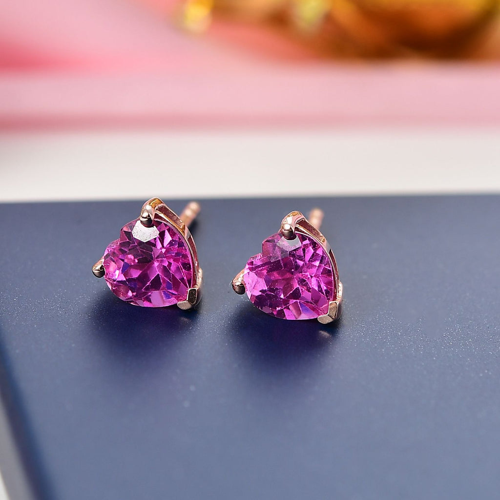 AAA Lab Grown Rosa Saphir Ohrringe 925 Silber 750 rosévergoldet ca. 1.92 ct