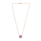 AA Lab Grown Rosa Saphir, Weißer Zirkon Halskette ca. 50 cm 925 Silber 750 Roségold Vermeil ca. 2.59 ct