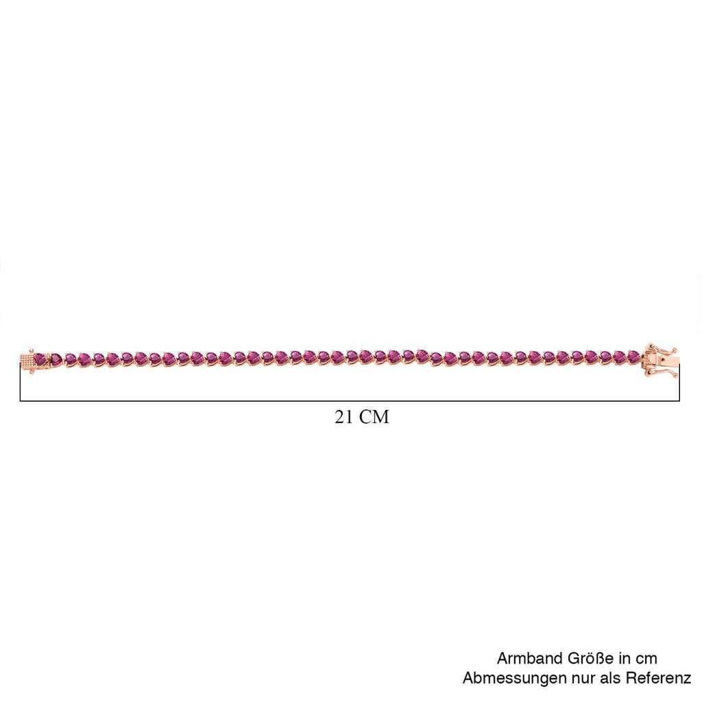 AAA Lab Grown Rosa Saphir Armband ca. 20 cm 925 Silber 750 Roségold Vermeil ca. 15.18 ct