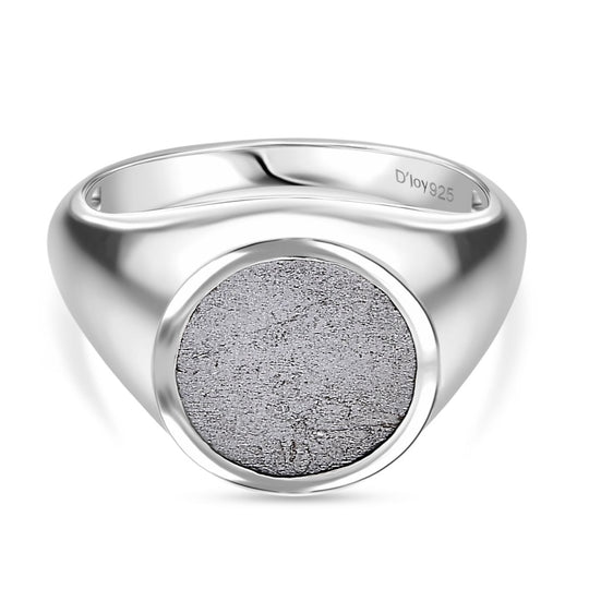 Muonionalusta Meteorit Ring 925 Silber rhodiniert (Größe 21.00) ca. 9.09 ct