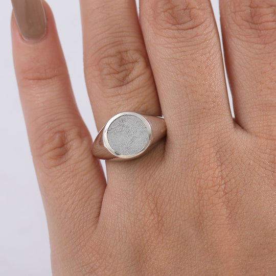 Muonionalusta Meteorit Ring 925 Silber rhodiniert (Größe 21.00) ca. 9.09 ct