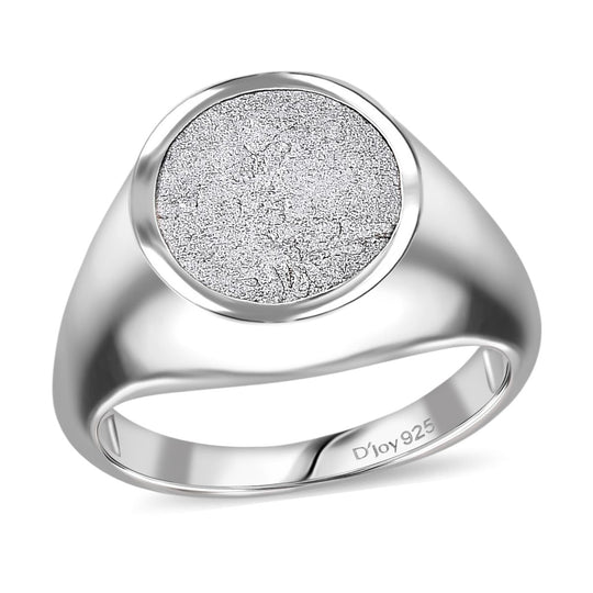 Muonionalusta Meteorit Ring 925 Silber rhodiniert (Größe 21.00) ca. 9.09 ct