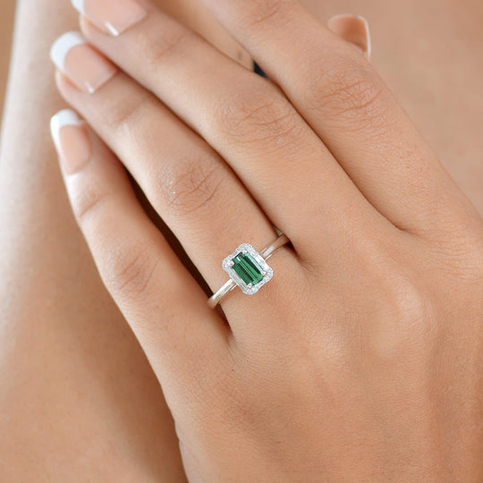 LUXORO AAA Pirineu Lagoon Tourmaline, Weißer Diamant AGI zertifiziert Ring 417 Gold (Größe 18.00) ca. 0.88 ct