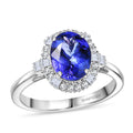 Rhapsody AAAA Tansanit, Weißer Diamant Ring 950 Platin (Größe 16.50) ca. 2,97 ct