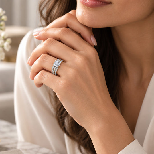 LUXURIANT DIAMOND - Lab Grown Diamant SI-GH SGL zertifiziert Ring 925 Silber 750 Gelbgold Vermeil (Größe 18.00) ca. 1.00 ct