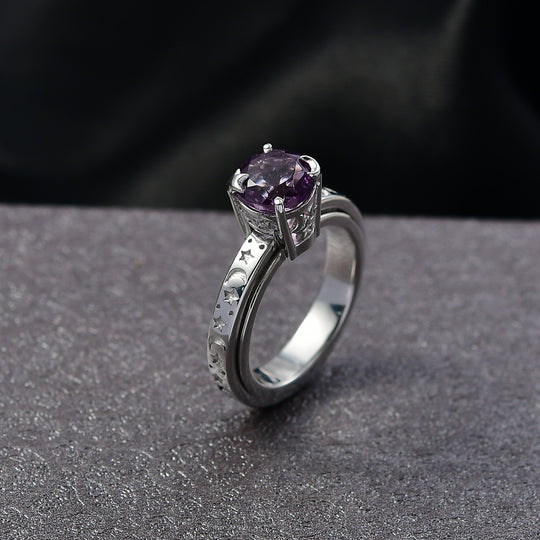 EVER TRUE AA Rose De France Amethyst Anti-Stress-Spinning-Ring Nickelfreies Messing (Größe 19.00) ca. 1.95 ct