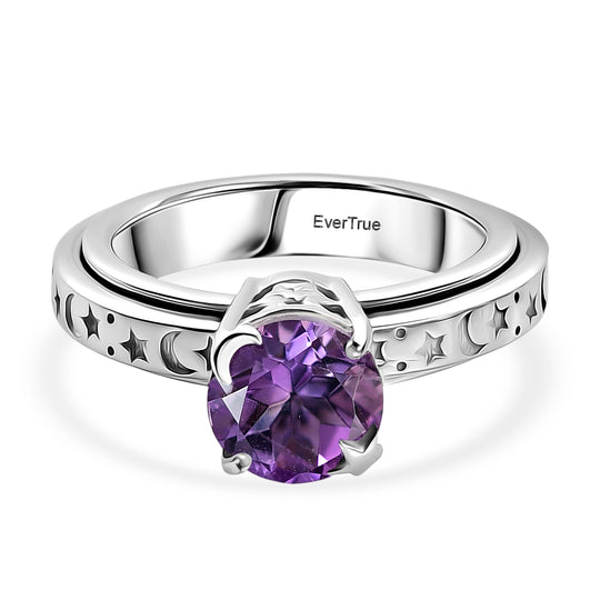 EVER TRUE AA Rose De France Amethyst Anti-Stress-Spinning-Ring Nickelfreies Messing (Größe 19.00) ca. 1.95 ct