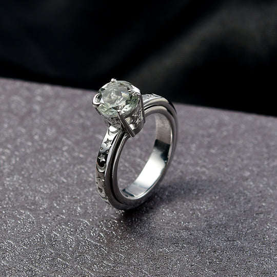 EVER TRUE AA Prasiolith Anti-Stress-Spinning-Ring Nickelfreies Messing (Größe 17.00) ca. 1.88 ct