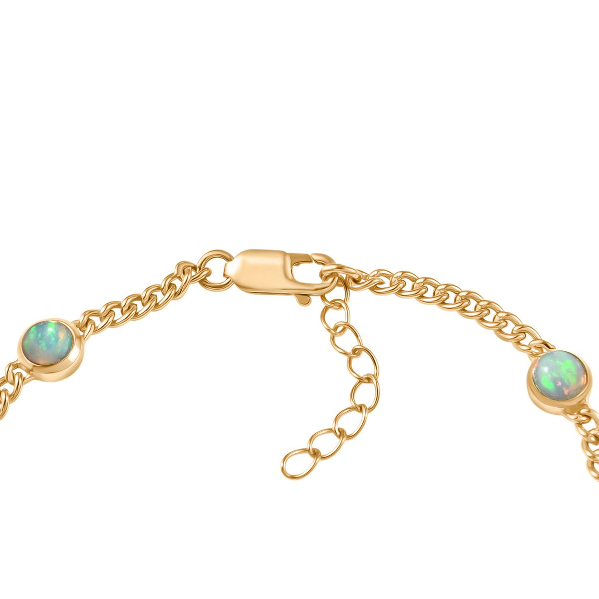 D'Joy AA Natürlicher, äthiopischer Welo Opal Armband ca. 19 cm + 2.5 cm Extender, 925 Silber 750 Gelb Vergoldet ca. 1,88 ct.