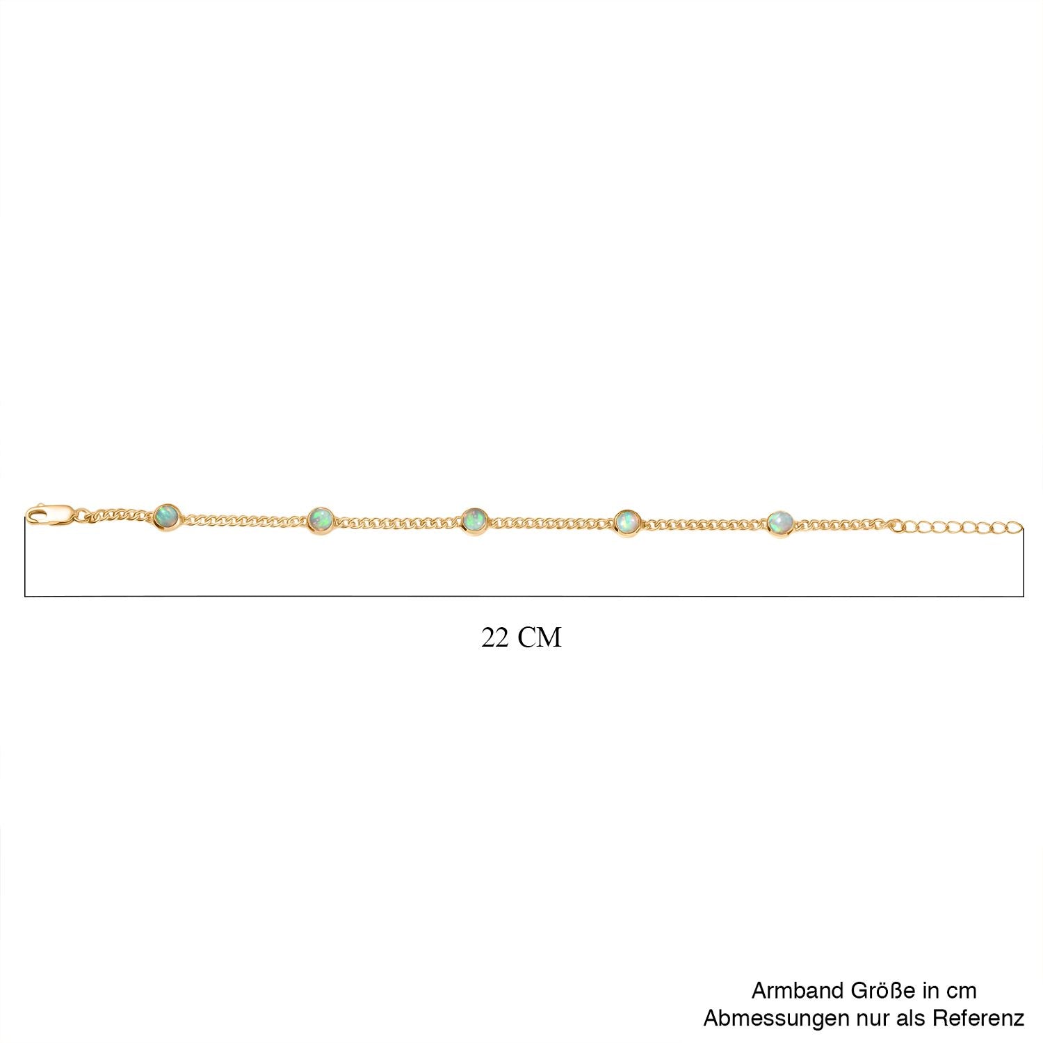 D'Joy AA Natürlicher, äthiopischer Welo Opal Armband ca. 19 cm + 2.5 cm Extender, 925 Silber 750 Gelb Vergoldet ca. 1,88 ct.