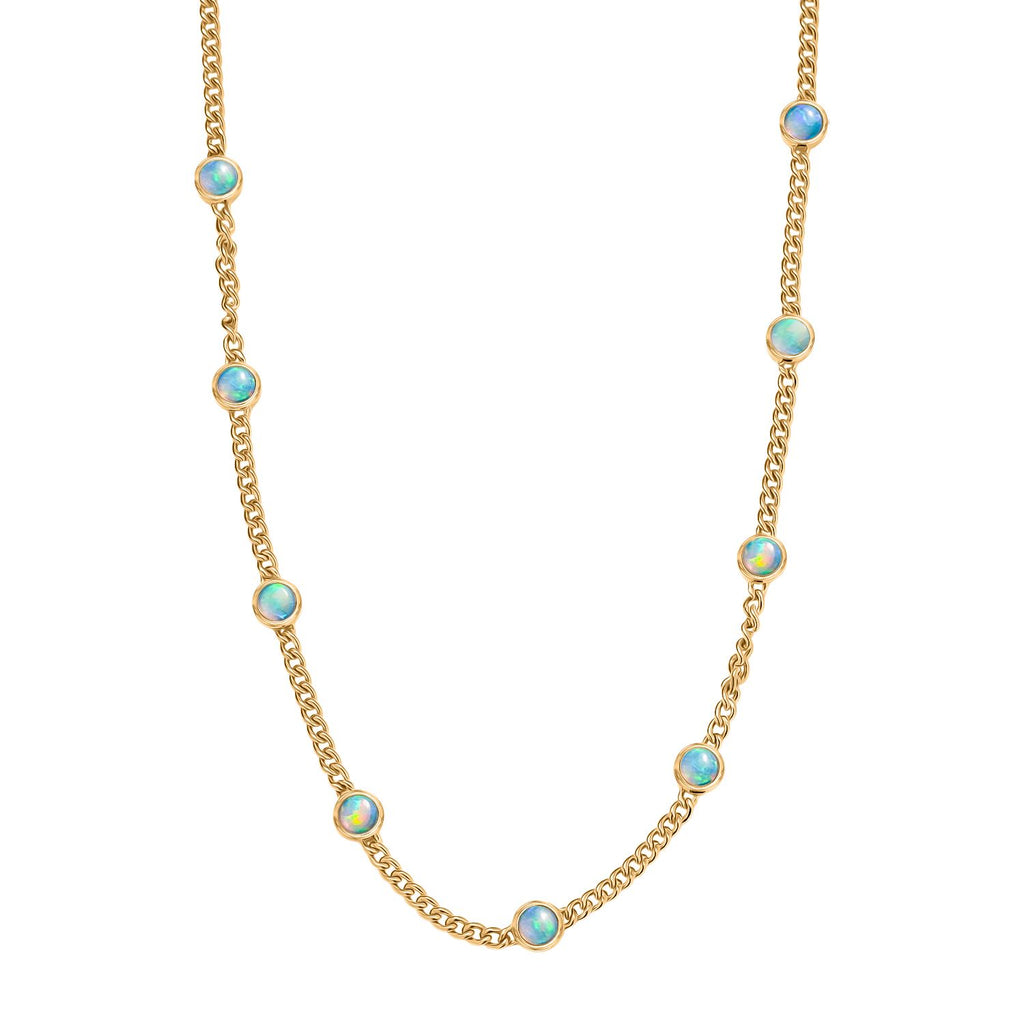 D'Joy AA Natürlicher, äthiopischer Welo Opal Halskette ca. 45 cm + 5 cm Extender, 925 Silber 750 Gelbgold Vermeil ca. 3,11 ct.