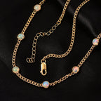 D'Joy AA Natürlicher, äthiopischer Welo Opal Halskette ca. 45 cm + 5 cm Extender, 925 Silber 750 Gelbgold Vermeil ca. 3,11 ct.