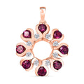 D'Joy Aura der Kaiserin Natürlicher Rhodolith Granat, Weißer Zirkon Anhänger 925 Silber 750 rosévergoldet ca. 2.56 ct
