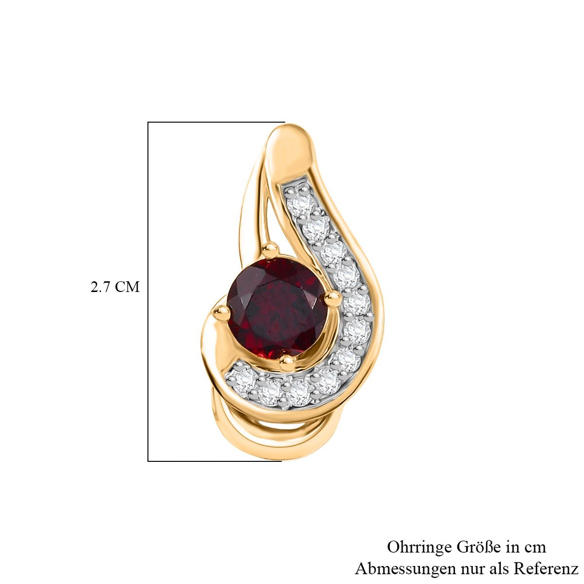 D'Joy Aura der Kaiserin AA Natürlicher Rhodolith Granat, Weißer Zirkon Ohrringe 925 Silber 750 Gelb Vergoldet ca. 1.56 ct