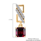 D'Joy AA Natürlicher Rhodolith Granat, Weißer Zirkon Ohrringe 925 Silber 750 Gelb Vergoldet ca. 1.98 ct