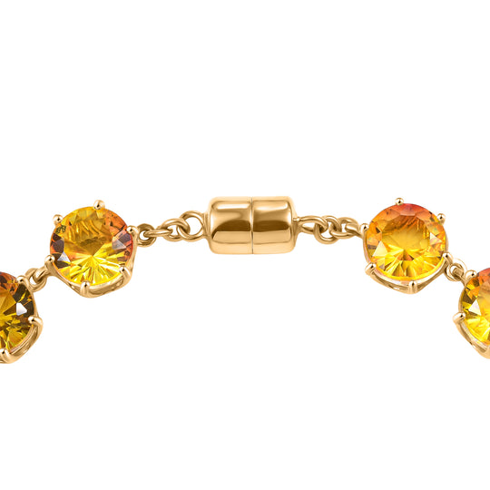 D'Joy - Sonnenfeuer-Design Sphaleros Quarz-Triplette Armband, ca. 19 cm 925 Silber 750 Gelbgold Vermeil ca. 52.97 ct