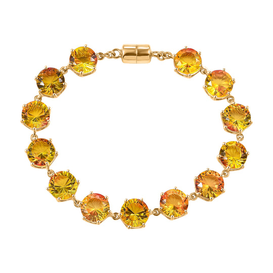 D'Joy - Sonnenfeuer-Design Sphaleros Quarz-Triplette Armband, ca. 19 cm 925 Silber 750 Gelbgold Vermeil ca. 52.97 ct