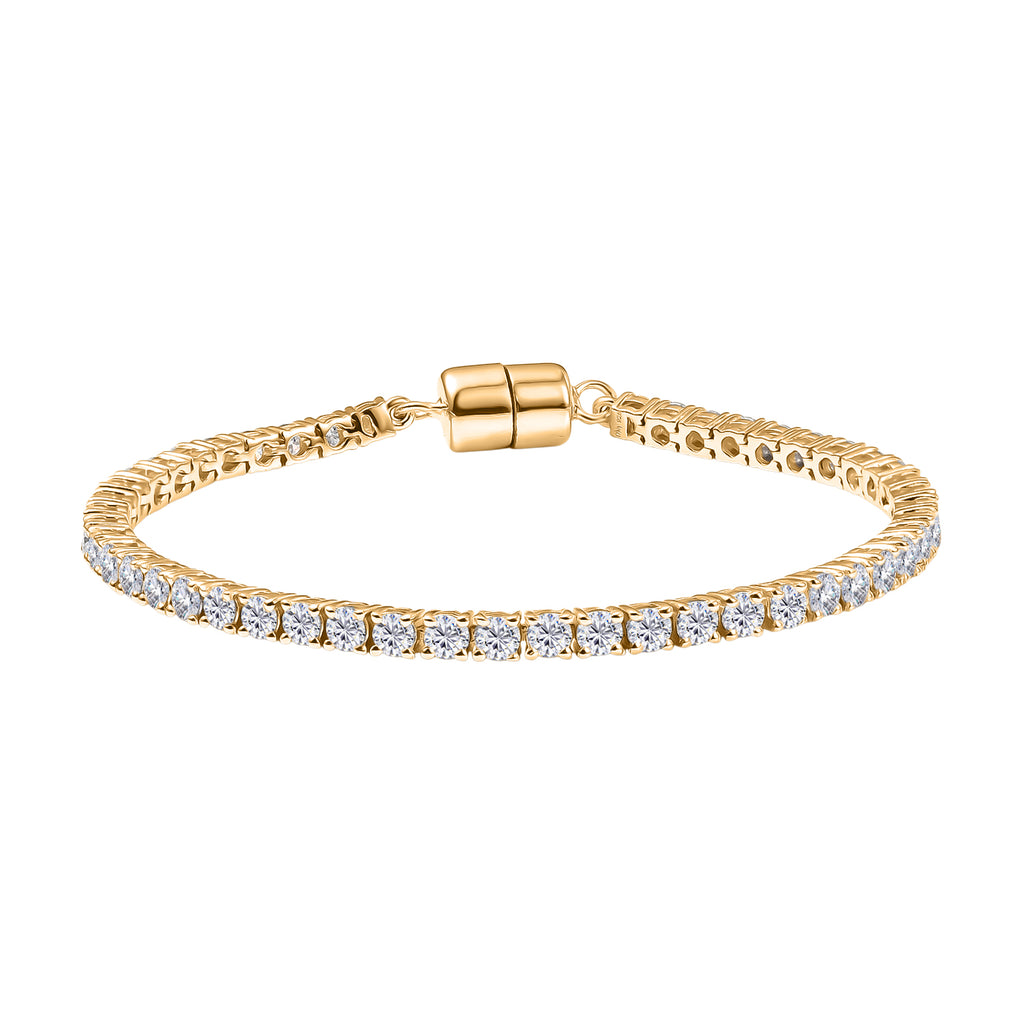 D'Joy Moissanit Armband ca. 18 cm 925 Silber 750 Gelbgold Vermeil ca. 4,95 ct.